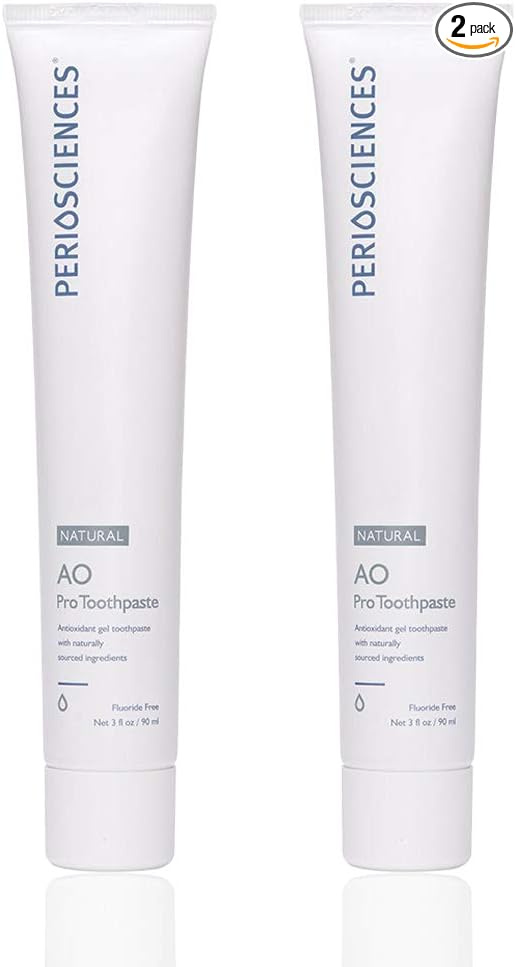 PerioSciences AO Pro Natural Toothpaste with Nano Hydroxyapatite, Remineralizing, Fluoride Free, SLS Free, Gluten Free 3 fl oz / 90ml - Pack of 2