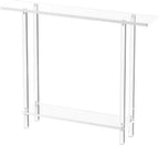 Acrylic Narrow Console Table for Entryway, 7.6" D x 39.4" W x 31.5" H, Square Legs, Skinny Entry Table for Sofa, Foyer, Hallway, Living Room, Modern, 2-Tier, Clear
