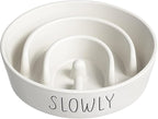 Ceramic Slow Feeder Dog Bowls Small Breed, 0.6 Cups Dog Food Dish for Fast Eaters, Puzzle Bowl for Small Dogs and Cats,White