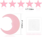 100 Stars and 1 Moon Glow in The Dark Luminous Fluorescent 3D Plastic Glow Stars Moon for Ceiling, Glowing Wall Stickers Create a Realistic Starry Sky, Room Decorations (Pink)