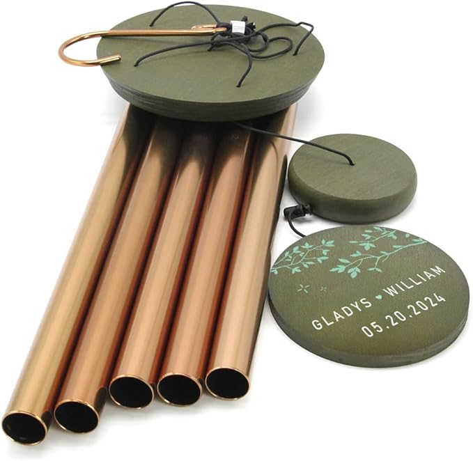 ASTARIN Personalized 20th 50th Anniversary Wind Chime, Happy Anniversary Wedding Valentine's Day Gift for Wife Husband Men Women Sister, Golden Keepsake Decorations for Parents Couples