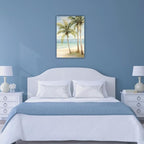 LURENCZH Tropical Beach Canvas Wall Art Seaside Palm Tree Picture Wall Decor Ocean Scenery Painting Prints for Bathroom Decor Framed(Beach-3,12.00" x 18.00")