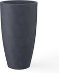 Kante 23.6" H Charcoal Finish Concrete Tall Planters Large Outdoor Indoor Decorative Plant Pots with Drainage Hole and Rubber Plug, Modern Tapered Style for Home and Garden