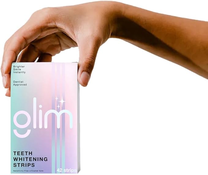 Glim Professional Teeth Whitening Strips| 42 Strips (21 Treatments), Hydrogen-Free, Peroxide-Free, Non-Toxic, Dentist Recommended, Sensitivity Free - Vegan & Cruelty Free - (Mint)