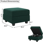Belffin Storage Ottoman Module for Modular Sectional Sofa Square Seat Cube Velvet Foot Stool Green