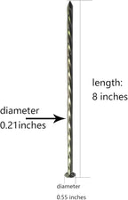 22 Pcs 8-Inch Landscape Stakes, Spiral Metal Galvanized Landscape Spikes, Garden Nails for Artificial Turf, Paver Edging, Weed Barrier, Carpentry and More