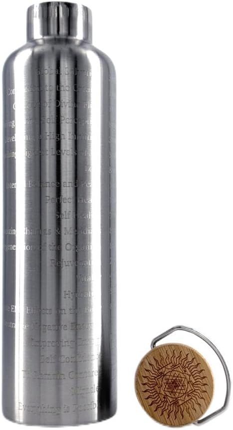 SANA Numerana Grabovoi Water Bottle 1L (34 oz), Water Activator Bottle with Engraved Grabovoi Numbers, Double layerd bottle, Health Focused (2.0 Version)