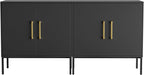LYNSOM TV Stand for 55 Inch TV, Media Console Table with 2 Cabinets, Storage for Bedroom, Living Room, Entertainment Room (Black)