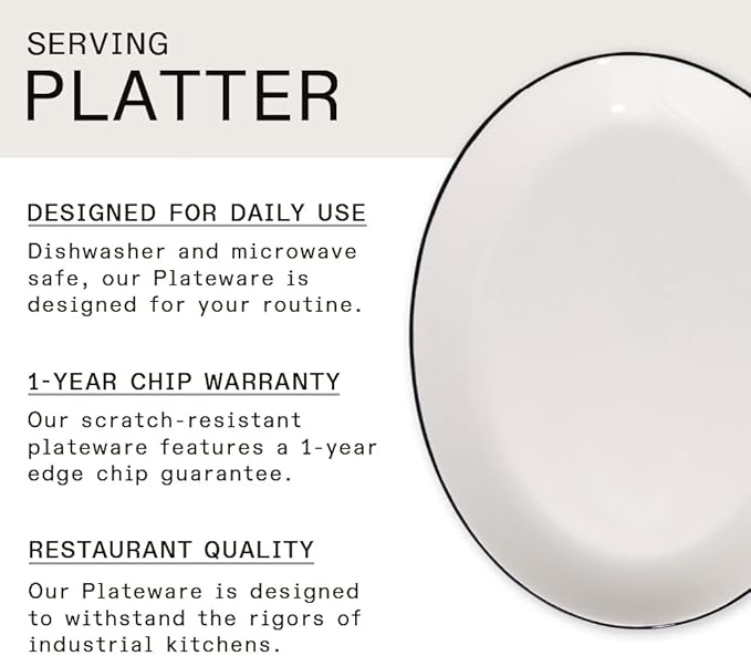Made In Cookware - Serving Platter - White With Black Rim - Porcelain - Crafted in England