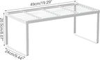 Kitchen Cabinet Storage Shelf Stackable Wire Spice Rack Organizer Heavy Duty Space Saver for Bathroom Bedroom Closet Laundry Room Office Countertop - White, Pack 1