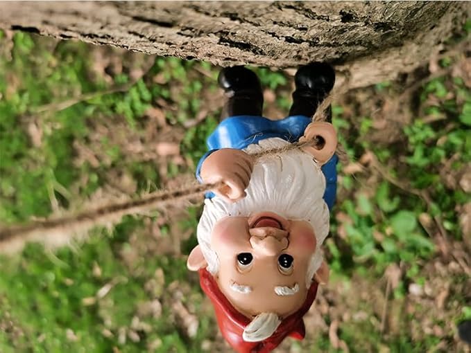 Climbing Gnomes Tree Faces Decor Outdoor for Yard, Adorable Gnome Elf Out Hugger Fairy Door Statue for Tree, Funny Garden Gnome Peeker Sculpture Yard Patio Art