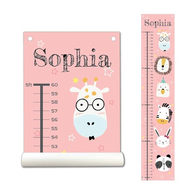 Personalized Canvas Growth Chart for Kids, Height Chart for Kids, Growth Chart Banner with Name