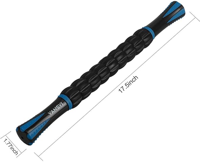 Yansyi Muscle Roller Stick for Athletes - Body Massage Stick - Release Myofascial Trigger Points Reduce Muscle Soreness Tightness Leg Cramps & Back Pain for Physical Therapy & Recovery (Blue 1)