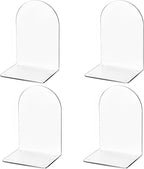 Lulonpon 4 Pieces Book Ends, Bookends, Books End for Shelves, Books End for Heavy Books, Clear Bookends, Acrylic Book Ends for School, Library,Desktop Organizer and Book Shelves