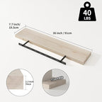 SAUMONIERES Floating Shelves 8 Inch Deep Solid Wood Wide Wall Shelf Set of 2 Wall Mounted for Bedroom Bathroom Living Room Kitchen, 36 Inch Natural