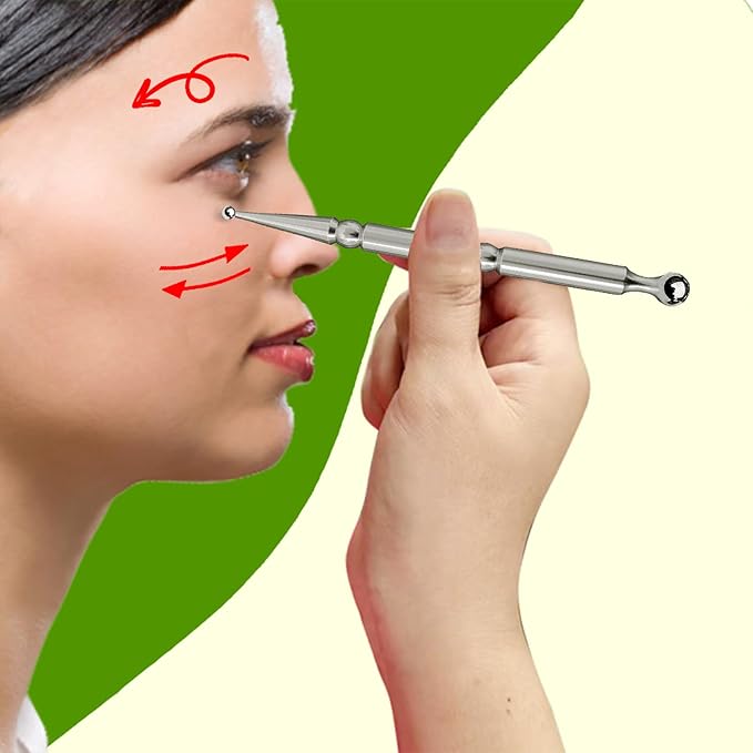 BYYDDIY Stainless Steel Dual Head Facial Reflexology Tools,Ear Massage Tool,Body Point Probe Pen &Trigger Point Massager Tool for Deep Tissue (P-S)