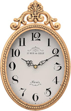 Abdurey Small French Retro Decorative Wall Clock, Antique Gold Vintage Oval Style,Silent Battery Operated Boho Decor Wall Clocks for Farmhouse,Kitchen,Bedroom,Bathroom(10.4" H x 6.7" W)