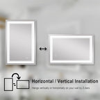 WELLFOR LED Bathroom Vanity Mirror 28 x 36 Inch, Lighted Anti-Fog Dimmable Mirror, IP44 Waterproof Wall Mounted Makeup Mirror, Packed with US Standard Plug and Touch Switch, (Horizontal/Vertical)
