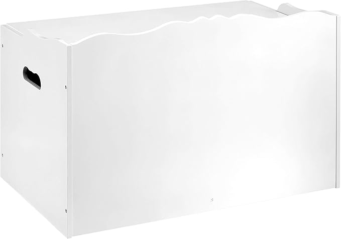 Amazon Basics Kids Toy Box, Wooden Organizer Storage Chest,White, 30" x 18" x 19"