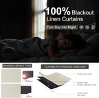 100 Inch Length Custom Summer Curtains for Windows Living Room Viral Back Tab Pleated Extreme Blackout Curtain Linen Designer Drapes for Sliding Glass Doors Patio 52 Wide x 100 Long Tall 2 Panel Beige