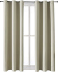 ChrisDowa Grommet Room Darkening Curtains for Bedroom and Living Room - 2 Panels Set Thermal Insulated Blackout Curtains (Beige, 42W x 63L)