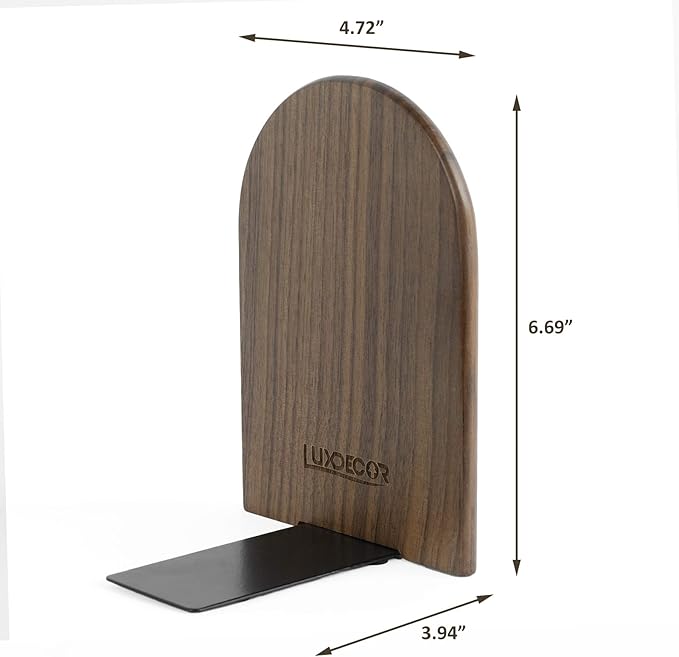 Large Bookend Hold Heavy Books- 7x4x5in 3 Pack Wood Bookends for Heavy Books Heavy Duty Walnut Book Ends for Men Wood Bookends for Office Desk Non-Skid