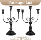 Sziqiqi Halloween Candle Holder Candelabra - Black Candle Stick Holders Pack of 2 Decorative Candleholders for Christmas Decoration
