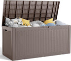 Vixzen 100 Gallon Waterproof Deck Box – Outdoor Storage Organizer for Patio & Garden,Grey