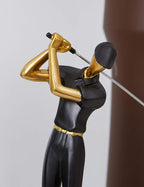 HAUCOZE Golf Figurine Statue Golfer Decoration Arts Home Decor Sculpture Polyresin Black 9.6 inch
