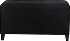 Asense Storage Ottoman Bench, Tufted Fabric Upholstered End of Bed Bench with Safety Hinge Wooden Legs, for Entryway Bedroom (Cotton and Linen Black, 33.3")