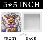 Highland Cow Hyacinth Flowers Decor, Highland Cow Bathroom Decor, Highland Cow Baby Decor, Highland Cow Nursery Decor, Wooden Box Decor Sign for Home Farmhouse Office Living Room Table Shelf Tiered