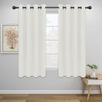 Easy-Going Blackout Curtains for Bedroom, Solid Thermal Insulated Grommet and Noise Reduction Window Drapes, Room Darkening Curtains for Living Room, 2 Panels (52x46 in,Ivory)