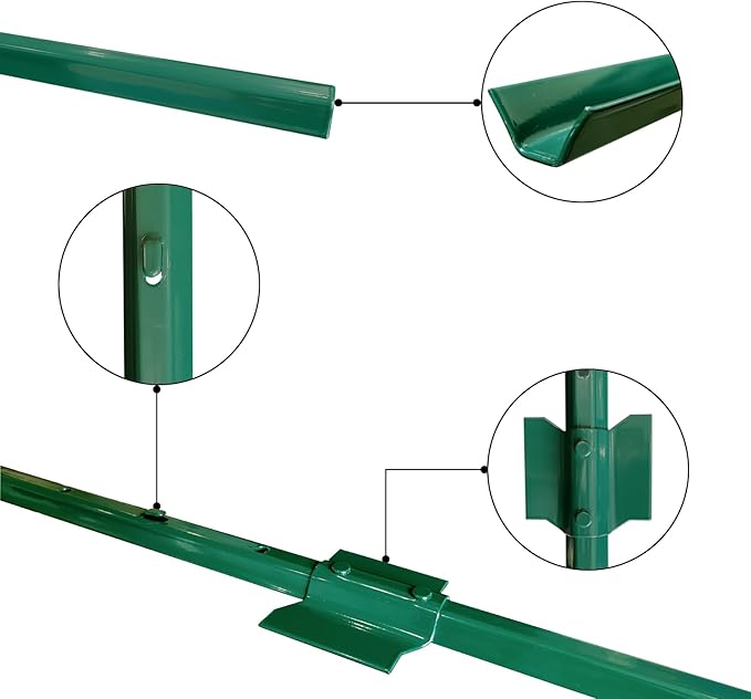 ARIFARO Sturdy Duty Metal Fence Posts 6 Feet assemblable,Pack of 10,No Digging Garden U Post for Wire Fencing Steel Poles for Yard, Outdoor