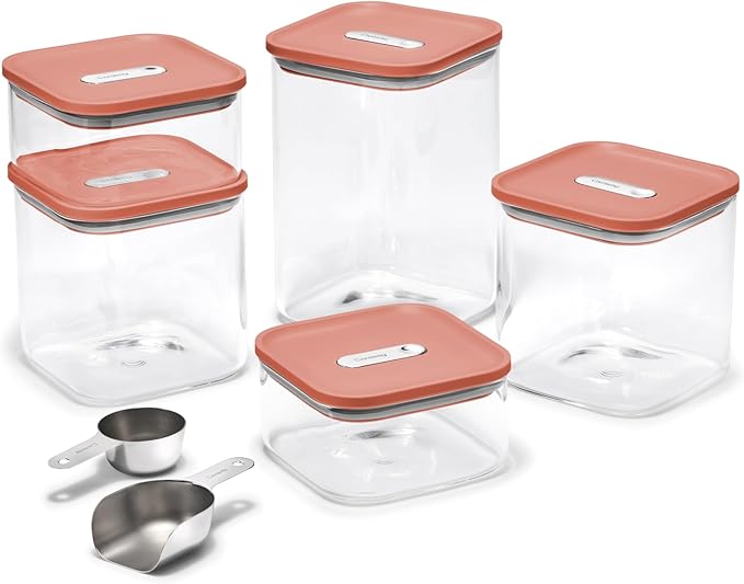 Caraway 14-Piece Glass Airtight Food Storage Containers with Lids – Non-Toxic, BPA-Free Kitchen Storage Containers – Stackable, Space-Saving Airtight Containers for Dry Goods and More - Perracotta