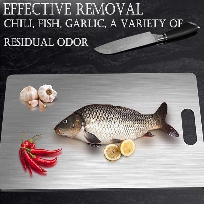 Titanium Cutting Boards for Kitchen - 100% Pure Titanium Cutting Board - Double Sided Food Grade Quality Cutting Boards - Easy to Clean and Store (18"L x 12"W)