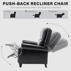 UIXE Pushback Recliner Chair, PU Leather Armchair Push Back Accent Chair for Living Room, Rivet Trim Club Chair Home Theater Overstuffed Single Sofa Bedroom Reading Seat - Black
