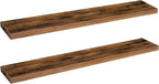 HOOBRO Floating Shelves for Wall, Wall Mounted Shelf Set of 2, 47.2" Hanging Shelf with Invisible Brackets, for Wall Bathroom, Bedroom, Toilet, Kitchen, Living Room, Office, Rustic Brown BF120BJP201