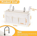 Bedside Caddy Bedside Organizer Bedside Storage Caddy with Fixed Straps and Water Bottle Holder for Home College Dorm Bunk Bed Hospital Bed Crib Bed Rails (White)