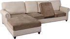 PrinceDeco Sectional Couch Covers 4 Pieces Couch Covers for Sofa Velvet Separate Couch Cover L Shape for Left/Right Chaise(3 Seater + 1 Chaise,Taupe)