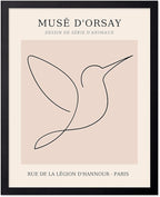 Poster Master Vintage Poster - Retro One Line Hummingbird Drawing Print - Bird Line Art - Minimal Gift for Him, Her, Animal Lover - Abstract Decor for Home, Office - 8x10 UNFRAMED Wall Art
