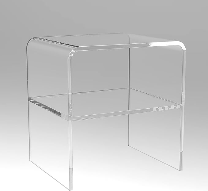 ONELUX 1626 Acrylic Bedside nightstand with Additional Shelf,Lucite Occasional Sofa Tables, Clear