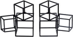 MyGift Modern Matte Black Metal Geometric Bookends in 3 Cube Frame Design, Decorative Book Stands for Home Library Bookshelf Office Desk, 1 Pair, Handcrafted in India