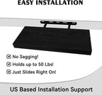 BGMG Wood Floating Shelves 16 inch, Wide Rustic Wooden Wall Shelves for Bathroom Living Room Bedroom Kitchen Farmhouse Set of 2-16x 6.7 x1.25 inch- Black