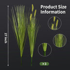 Melorca&Guilla Artificial Plants 6PCS 27“ Fake Tall Onion Grass Faux Plant,Artificial Grass Greenery Shrubs Bushes for Garden Porch Window Box Shop Office Home Décor