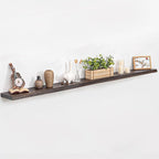 72 Inch Floating Shelves for Wall, Rustic Elm Wood Floating Shelves for Home Décor, Wall-Mounted Display Shelves with Heavy-Duty Bracket, Long Floating Shelf for Kitchen, Living Room, Walnut Finish