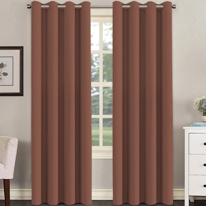 H.VERSAILTEX Room Darkening Curtains for Living Room Light Reducing Thermal Insulated Window Treatment Panels/Drapes Grommet Top 2 Panels (Washed Spice - 52 x 84 Inches)