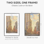 Homeforia 20x30 Poster Frame Black, High End Metal 20 x 30 Picture Frames with Mat 16 by 24 inch Photo, 30x20 Large Frame for Wall, 20x30 Thin Frame Matted to 16x24, Tempered Glass, Wall Kit, Set of 1