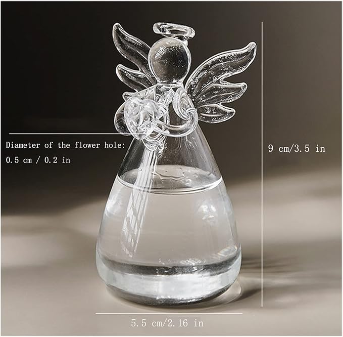 Angel Design Glass Vases Clear Flower Plant Terrarium Container Hanging Vase Wedding Decor Garden Ornaments Hanging Planter (Pack of 10)