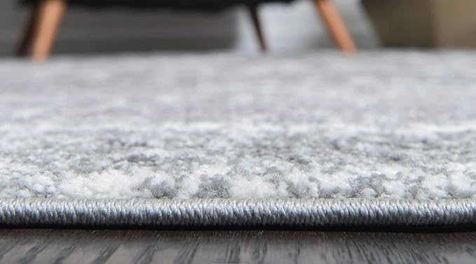 Unique Loom Rosso Collection Vintage, Traditional, Bohemian, Geometric, Distressed, Southwestern Area Rug (4' 0 x 4' 0 Round, Gray/Ivory)