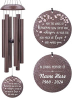 Personalized Wind Chimes, Peach Blossom Sympathy Wind Chime, in Loving Memory for Loss of Loved Dad/Mom, Large Commemorative Sympathy Bereavement Condolences Gifts for Funeral